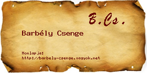 Barbély Csenge névjegykártya